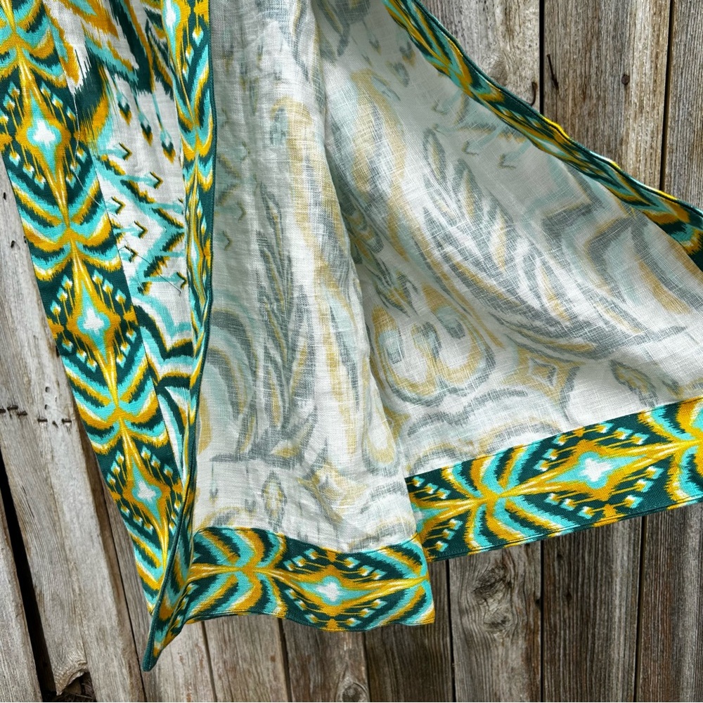 NWT Farm Rio Tropical Tapestry Halter Linen Maxi Sun Dress Off White Green M - Picture 10 of 16